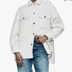Zara Light Gray Shacket | Size S | Snap Closure | Like New | Pockets